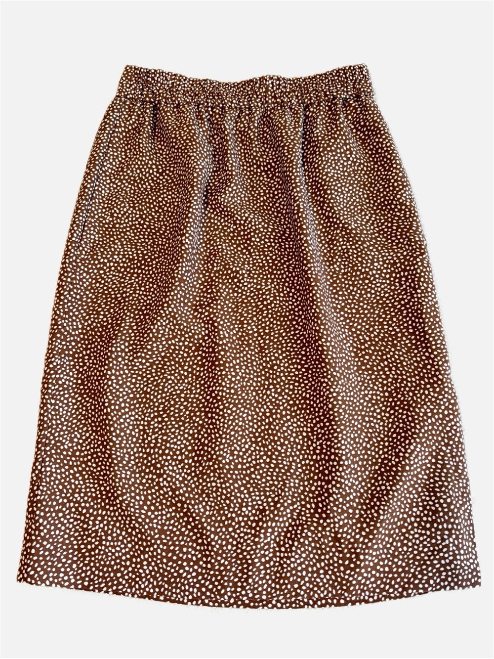 J.Crew Factory Dark Brown White Spotted‎ Skirt w/ Slit